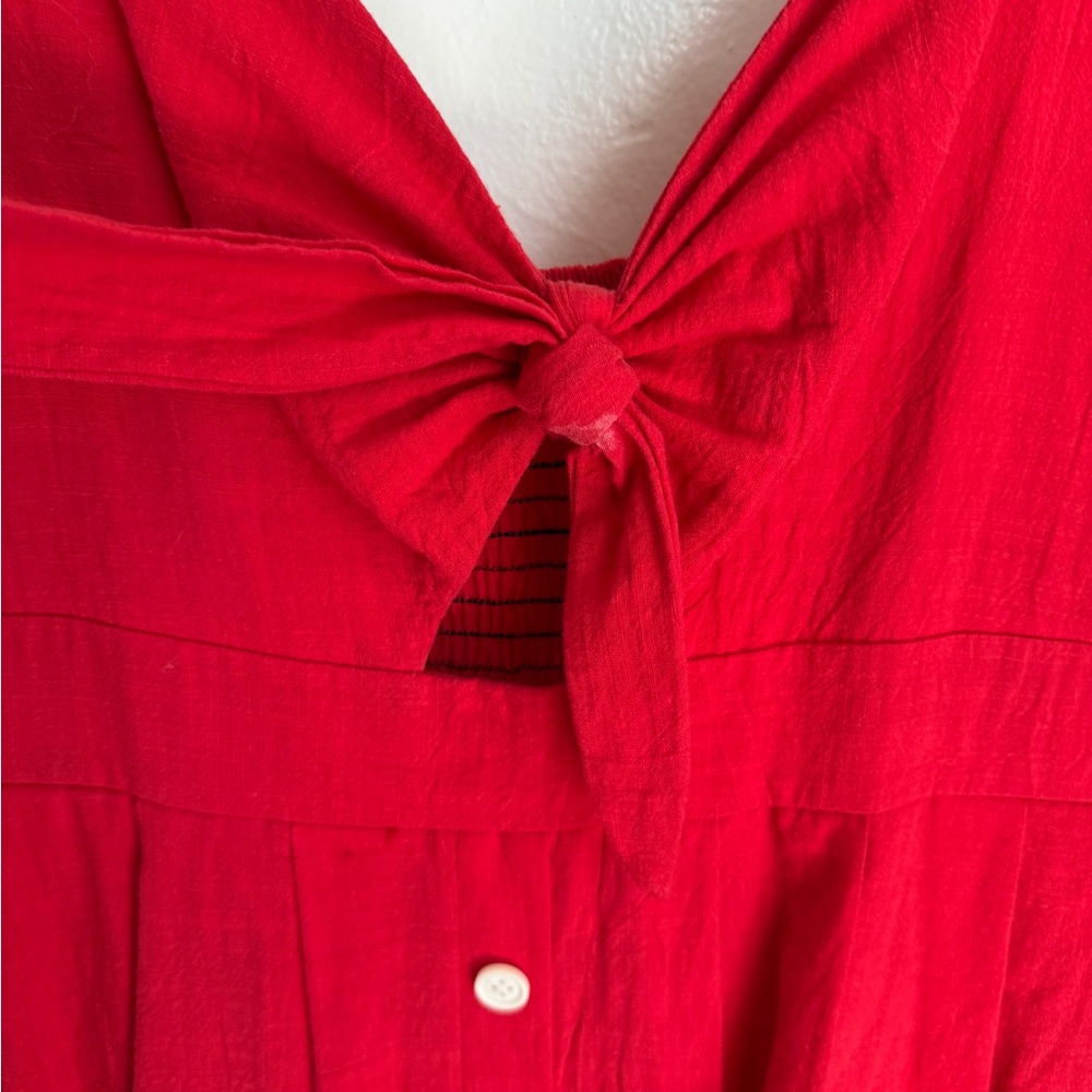 Red Tie-Front Blouse